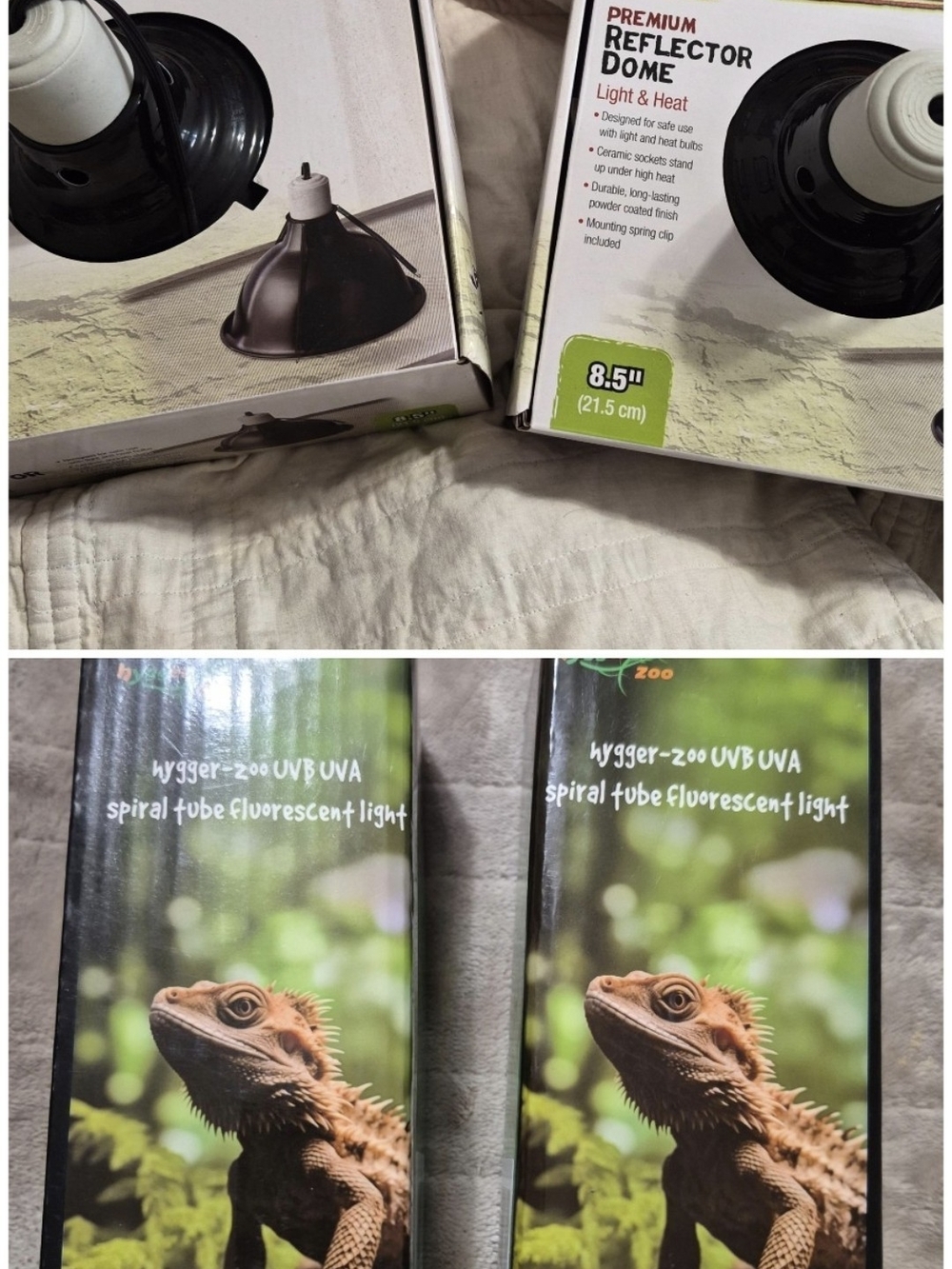 Hygger Black Reflector Dome & Black UVB Spiral Tube Light for Reptiles